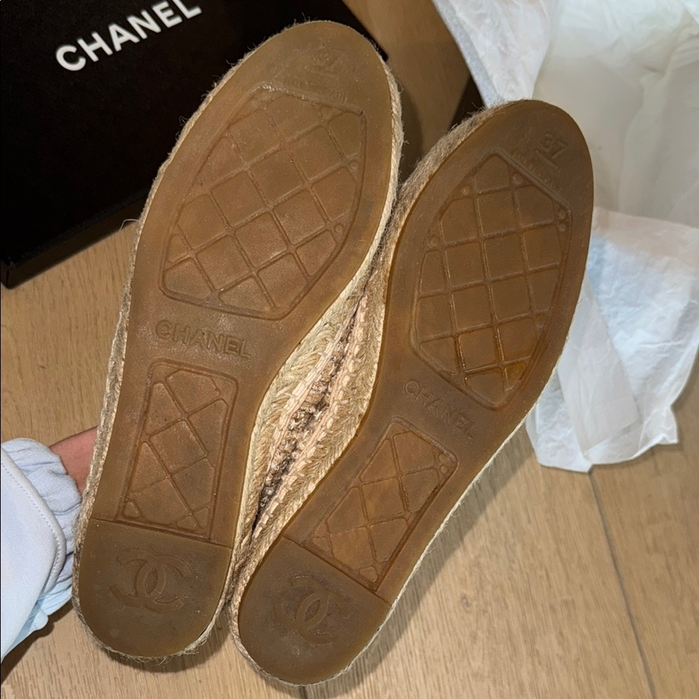 CHANEL Cream Beige Tweed Espadrilles size 37 - Picture 9 of 13